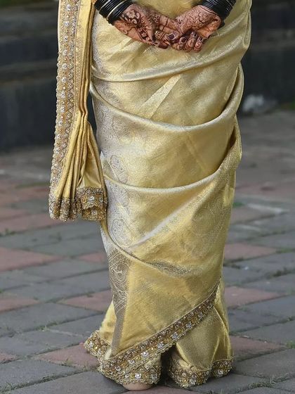 Additional views showcasing the variety and detail of my heirloom bridal sarees. Each image captures a different angle, moment, or detail, from full portraits to close ups of the fabric and embroidery, illustrating the complete story of each bride's custom creation.