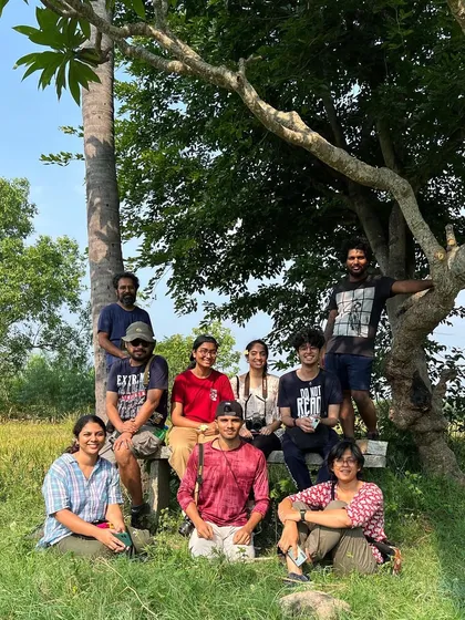 Our community of creators taking a break during an off-site photography workshop in Kolar. We believe art is best enjoyed together, and our programs are designed to connect people who share a passion for making and exploring.