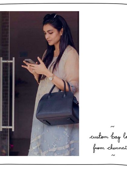 A beautiful candid of our patron Roohi in Chennai with her custom Slate leather bag. It's a simple, elegant design that she helped create, perfect for her style.