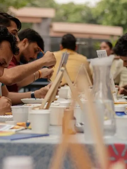 Everyone gets completely absorbed in the creative process. It's a fantastic way to unwind and focus on the colors and canvas in front of you.