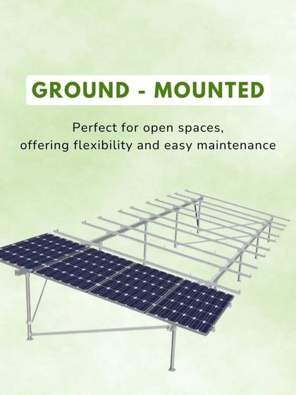 A diagram of a ground-mounted solar structure. This is a perfect solution for open land, offering flexibility in orientation and easy access for maintenance.