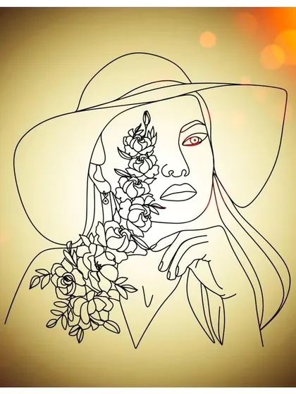 A version of the line art with a golden-hour glow, giving it a warm and romantic feel.