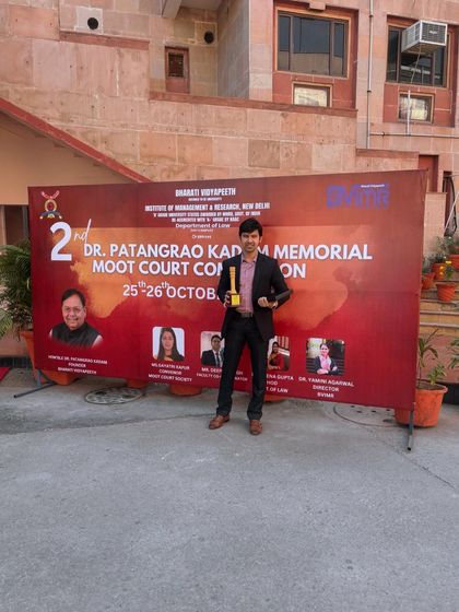 Honored to receive this award for serving as a judge at the 2nd Dr. Patangrao Kadam Memorial National Moot Court Competition. I always enjoy sharing my experiences with law students.