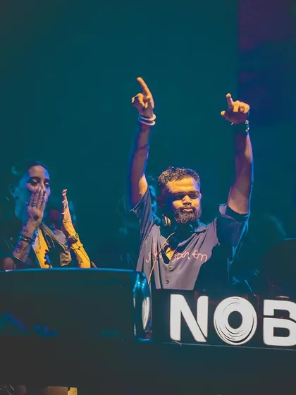 A powerful shot of me connecting with the audience at a NOBO event. Their energy is everything.