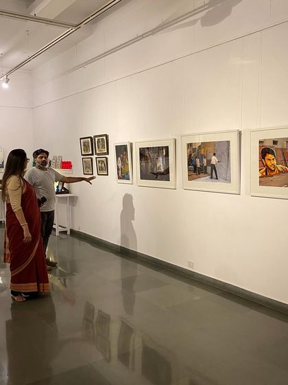 Curator and writer Ina Puri visiting the 'Southern Stars' exhibition.