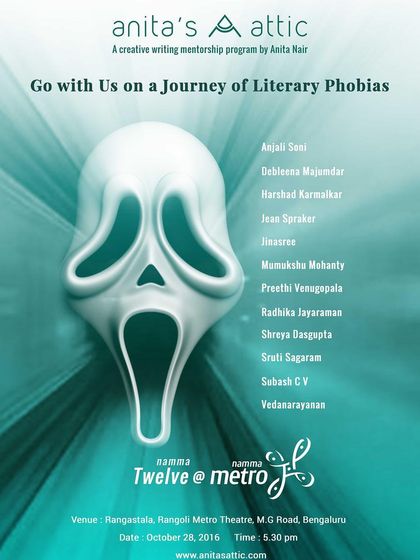 The poster for our Season 4 finale, "A Journey of Literary Phobias," a Halloween-themed event celebrating our graduating writers.