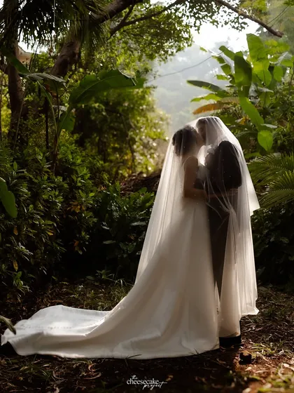 A secret moment just for two. I love creating these dreamy, intimate portraits for my couples, like this one hidden away in a lush garden for a Christian wedding.