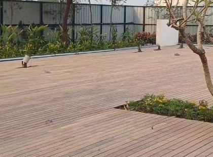 An expansive IPE wood deck under construction. We have the ready stock and the skilled team to handle large projects with speed and precision.