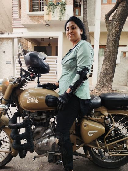 Geared up and ready to go. This graduate showcases her new skills and confidence, fully equipped for a safe and exhilarating ride.