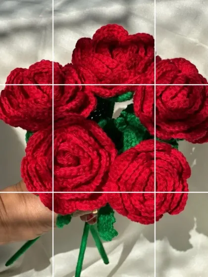 There's nothing more classic than a bouquet of red roses. I crochet each petal to create a full, blooming look that captures the romance of real roses but lasts a lifetime.