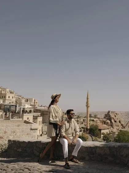 A pre wedding portrait of Sankriti and Rahul against the unique cityscape of Cappadocia, Turkey. My destination shoots are about immersing ourselves in the location to tell a story that is both adventurous and romantic.