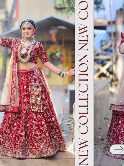 Hunting for an outfit for your wedding events? Rent this stunning red velvet bridal lehenga from our new collection for your big day.