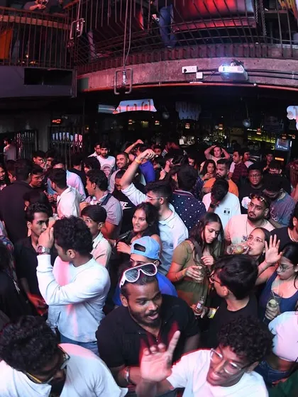 Another angle of the packed dance floor.