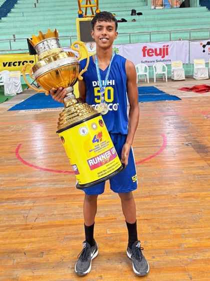 Tarun holding the massive runner up trophy. This experience will only make him and the team hungrier for the top spot next time. The journey continues.