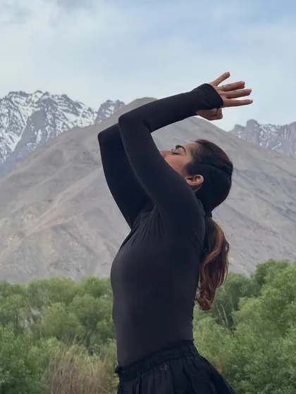 Embracing the energy of the Himalayas. Practicing in these stunning landscapes is a powerful reminder of our connection to nature.