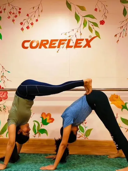This partner yoga pose creates a beautiful shape while building strength and flexibility. It's a perfect example of how we work together to achieve more.