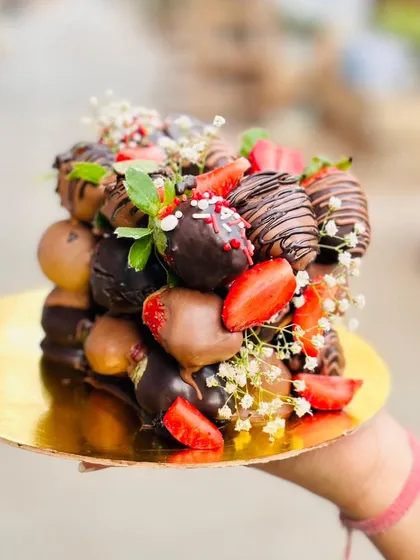 I created this Dipped Chocolate Strawberry Cube as a showstopping centerpiece. It's a tower of fresh strawberries dipped in rich chocolate, perfect for anniversaries, birthdays, or any celebration that needs a touch of indulgence.