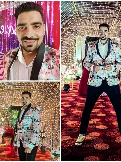 A sangeet night is pure electricity. This collage captures the vibe: the lights, the outfits, the smiles, and me in my element, making sure the energy never drops. This is what I love doing most.