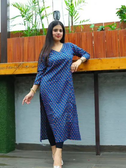 This image for Afsana showcases a different kurta against a clean, neutral backdrop. My goal for brand shoots is to create a consistent look while highlighting the unique features of each product.