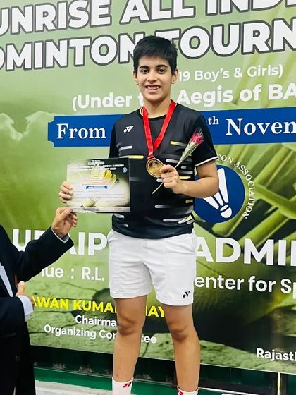**All India Junior Ranking Gold.** Anmol Kharb on the podium after winning the U-19 Girls' Singles title at the All India Junior Ranking Tournament in Udaipur.