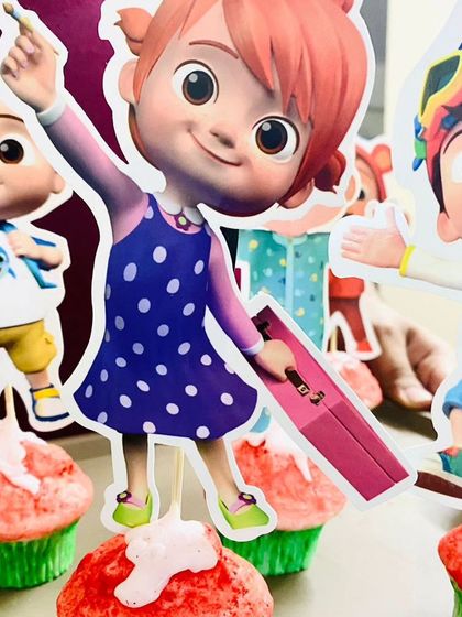 A closer look at my Cocomelon themed soaps, designed to look like little cupcakes. These are perfect for party favors and are made with gentle, kid-safe ingredients.