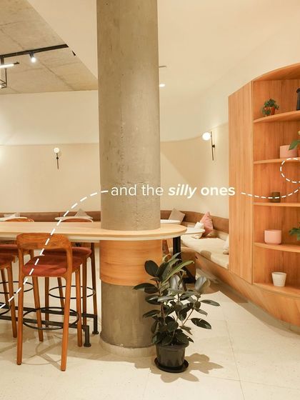 And for the silly ones, we have fun spaces like our high-top counter and bookshelf nooks to gather with friends.