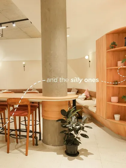 And for the silly ones, we have fun spaces like our high-top counter and bookshelf nooks to gather with friends.