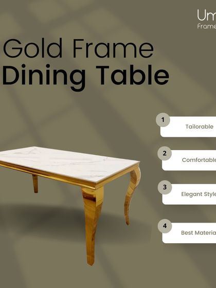 Make a statement with our Gold Frame Dining Table. The combination of a white marble top and ornate gold legs creates a truly luxurious dining experience.