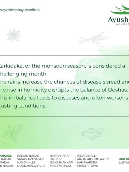 During the Karkidaka or monsoon season, the chances of disease spread increase. This imbalance of Doshas can worsen existing conditions, which is why a seasonal detox is highly recommended.