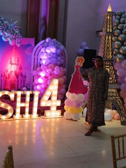 A proud moment for our team with the completed princess and Paris themed birthday decor.