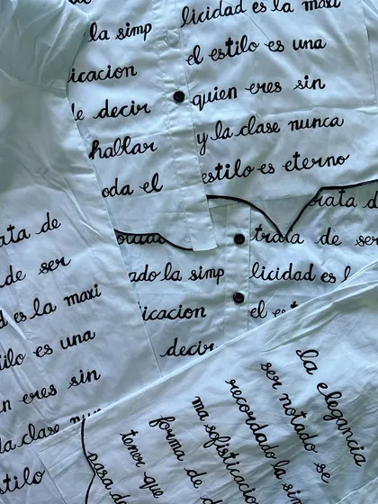My art isn't just for walls. Here is a glimpse of a custom fabric painting project, where I hand-painted text onto shirts. This shows how we can take a concept and turn it into wearable art, making a truly personal style statement.