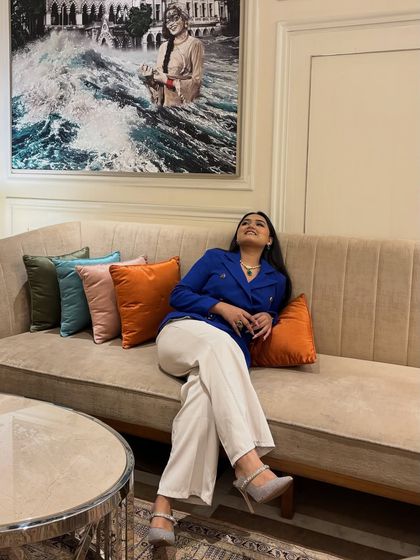Taking a moment to relax before a big show for Microsoft. Even in quiet moments, I'm absorbing the atmosphere to bring the right energy to the stage.