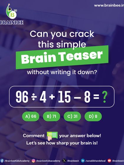 Can you crack this brain teaser without writing it down? Test your mental math skills with this quick calculation.