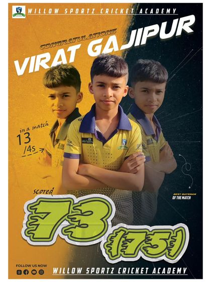 A fantastic knock of 73 from Virat Gajipur. His ability to build an innings is a skill we emphasize in our batting coaching for young cricketers.