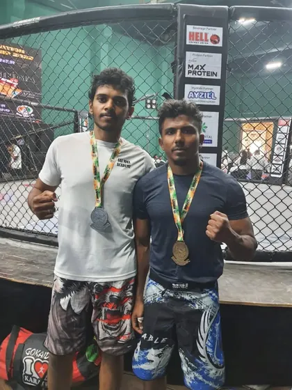 With my friends and fellow fighters from Mumbai who supported me during the BJJ Nationals. The camaraderie in this sport is incredible.