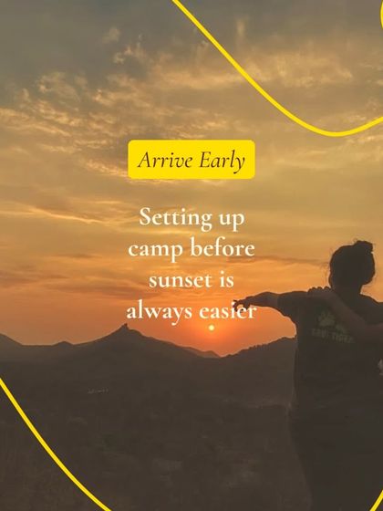 A pro tip for any camping trip: arrive early to set up your tent before sunset. It makes everything easier and gives you more time to enjoy golden hour, like this couple is doing.