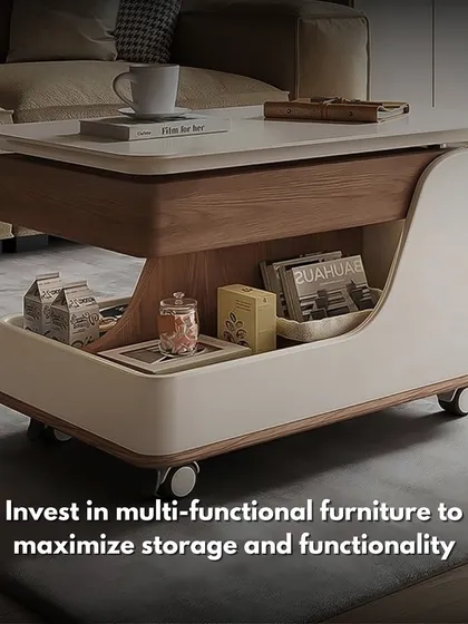 This rolling coffee table is another great example of mobile, multifunctional furniture. It can be easily moved where needed and offers multiple tiers of storage to keep your living room organized and clutter-free.