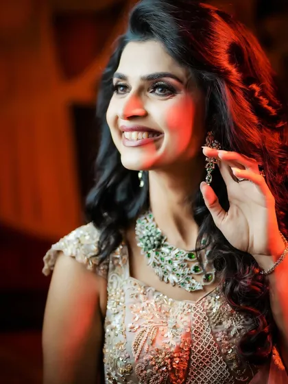 Another angle of the happy bride at her reception.