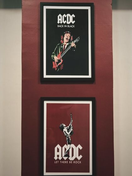 We're serious about our rock and roll roots. The decor in our school, like these classic AC/DC posters, helps create an inspiring atmosphere for our budding rockstars.