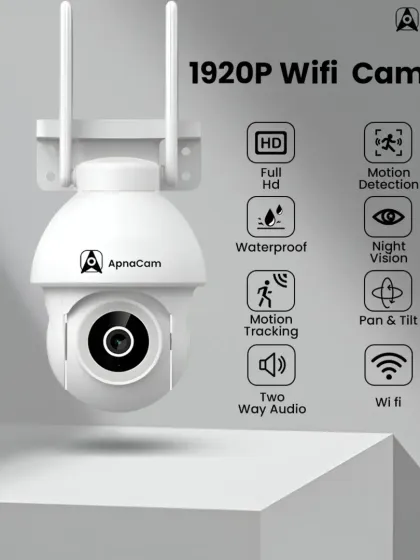 A feature-rich outdoor CCTV camera with 1920p resolution. It's waterproof, has motion tracking, and offers pan and tilt capabilities for flexible surveillance.