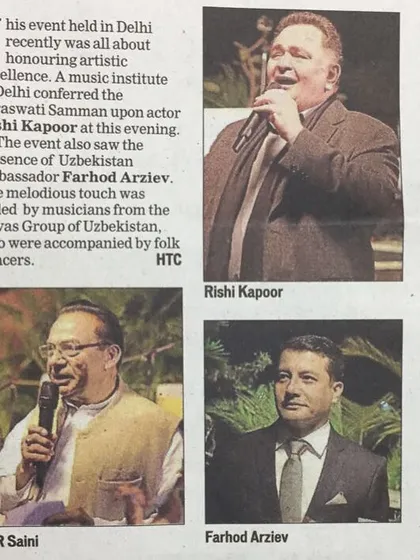 This newspaper article covers the evening I conferred the "Saraswati Samman" upon the late Rishi Kapoor Ji for his immense contribution to Indian cinema. Hosting award ceremonies to honor artistic excellence is a tradition I proudly uphold.