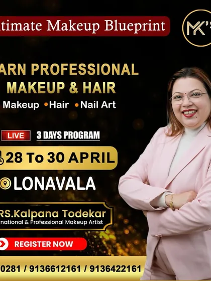 Announcing our 3-day residential program in Lonavala. Learn professional makeup, hair, and nail art in an immersive environment.