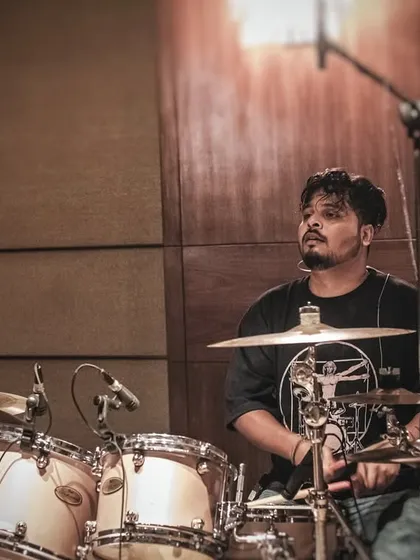 Our drummer, Abhay, holding down the fort during our performance for Shapoorji Pallonji at The Imperial. A solid beat is the backbone of every great party.