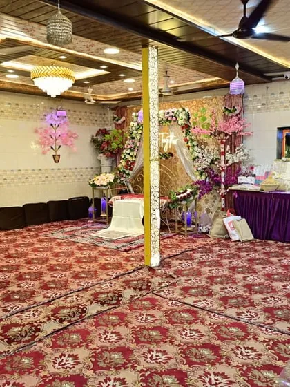 A glimpse of our spacious and elegant banquet hall, ready to host your special occasion. Whether it's a wedding, nikah, or a family jaman, we provide a beautiful, fully air-conditioned setting to make your gatherings memorable.