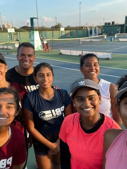A great team selfie with our girls at the 25k ITF in Solapur, India. We are proud to have a strong contingent of six players working hard and advancing in the tournament.