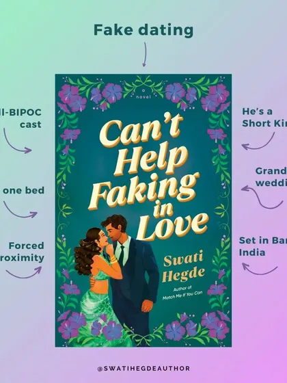 A quick look at the tropes in my next book, *Can't Help Faking in Love*. It's a desi fake dating romance set in Bangalore, India, with an all-BIPOC cast and a Short King hero.