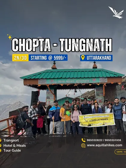 A snapshot of our crew at the entrance to the Tungnath temple. This 2-night, 3-day trip from Uttarakhand is one of our signature weekend getaways.