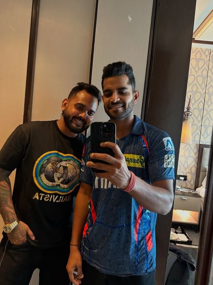 One more shot with Shivam Mavi, capturing his new look before he heads out.