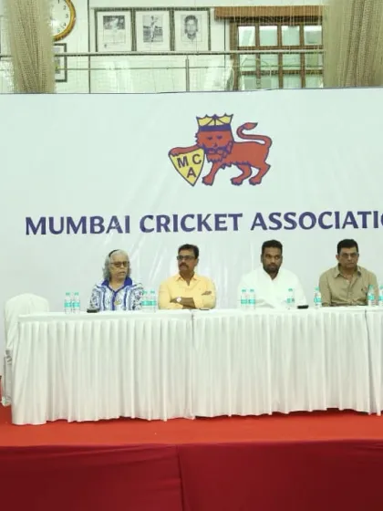On the dais with other MCA officials, including President Ajinkya Naik and Diana Eduljee, discussing the roadmap for the upcoming season.