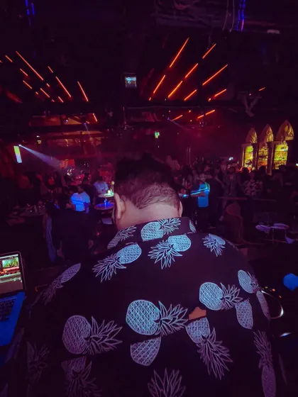 A view from my perspective, looking out at a packed club. This is the life of my dreams.